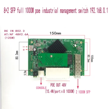 IP-управление 8-портовый 10/100/1000 Мбит /с промышленный модуль коммутатора PoE Ethernet, управляемый модуль коммутатора с 2 гигабитным SFP-коммутатором