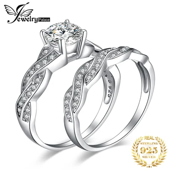 JewelryPalace Обручальное кольцо с бесконечностью 1,5 карата, Набор колец с кубическим цирконием, Бриллиантовое кольцо с обещанием в виде любовного узла для женщин