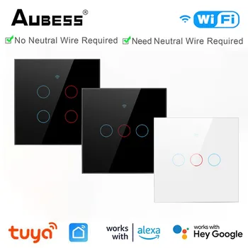 Tuya WiFi Умный сенсорный Выключатель ЕС США 1/2/3/4 Банды Два способа подключения Домашней Настенной Кнопки Smart Life Control Через Alexa Google Home