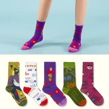 Креативные мужские и женские хлопчатобумажные носки в японском стиле Харадзюку с мультяшными животными, модные носки, пара носков-трубочек