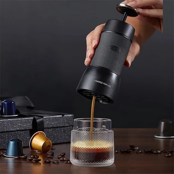 Портативная кофеварка Эспрессо-машина Ручной пресс для приготовления молотого кофе в капсулах, Мини-кофеварка для путешествий и пикника
